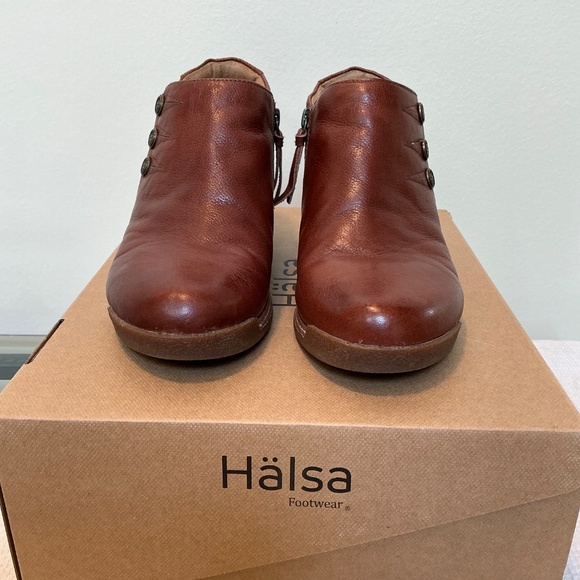 Halsa Devina Wedge Leather Shoe Dark Brown, Size 8 - Picture 2 of 7
